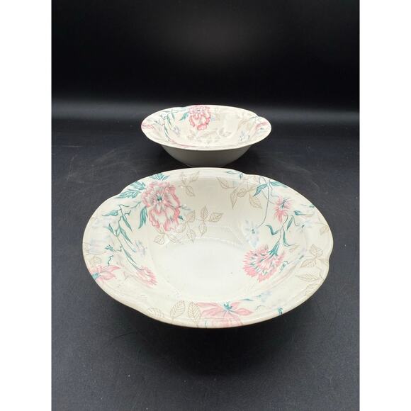 2 Vintage Johnson Brothers Lynton Pink Floral 6" Soup/Cereal Bowls - Picture 8 of 9